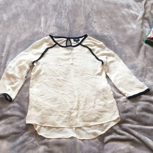 White Long Sleeve Chiffon Blouse Black Outline